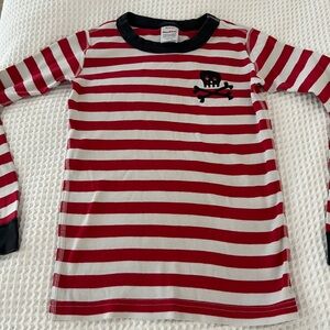 Hanna Andersson Red and White Striped Pajama Top with Skull
